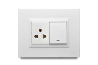 Combination 1 Light Switch + 1 Universal Outlet 2P+E