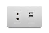 Combination 1 USB Port + 1 Outlet Universal 2P