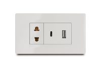 Mixto 2 Toma USB (Tipo A y Tipo C) + 1 Tomacorriente 2P