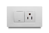 Mixto 1 Interruptor Balancin Ancho+ 1 Tomacorriente Amer 2P+E